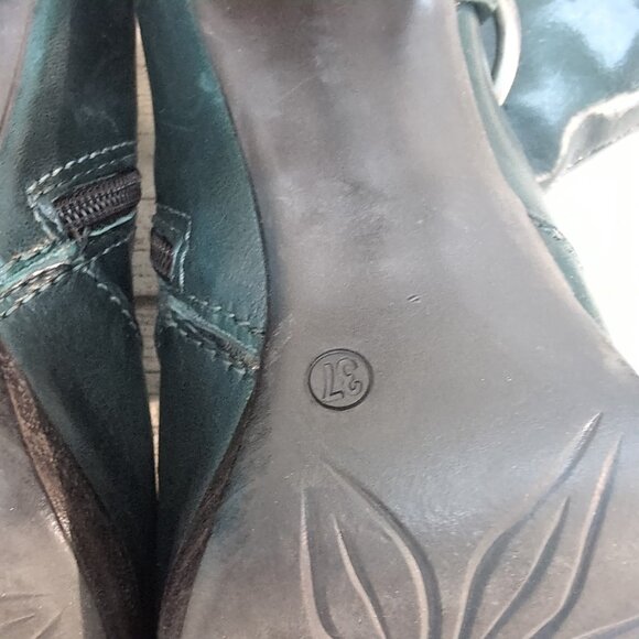 Mjus Dark Green Leather Ankle Boots Chain and Leather Harness Moto Biker Size 37 - Picture 10 of 10